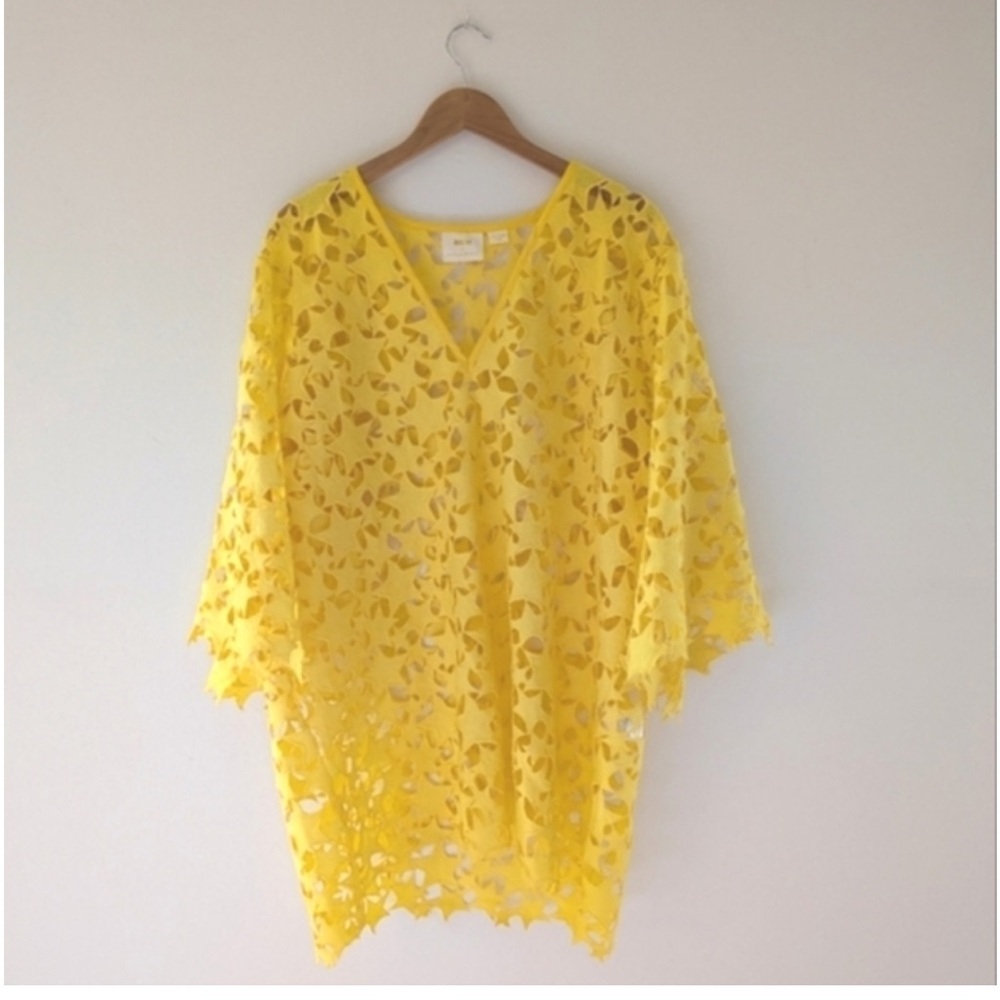 Anthropologie Yellow and Blue Midi Dress - Picture 2 of 4
